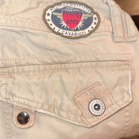 VTG Z Cavaricci Womens Utility y2k Cargo Pants Beige Streetwear - Picture 2 of 4